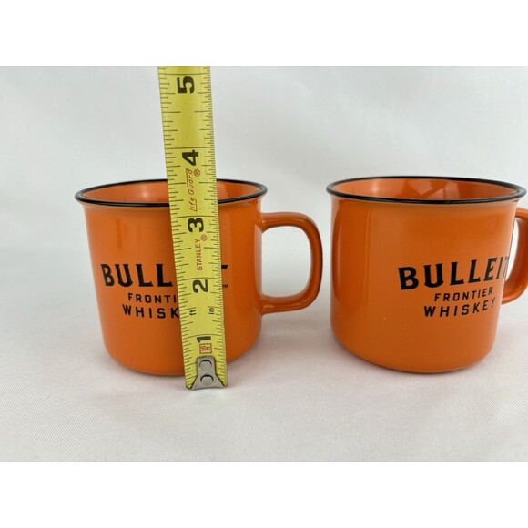 Bulleit Frontier Whiskey Orange Ceramic Coffee Mug Cup Matching Set of TWO - Picture 7 of 8